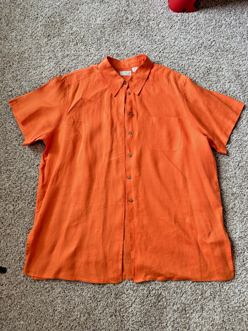 Elisabeth by Liz Claiborne Size 18 Vintage Short Sleeve 100% Linen Shirt Orange